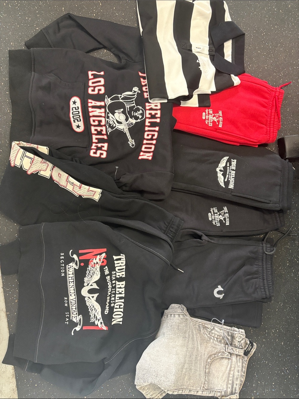 NWOT Kids LOT True Religion Kids Black Pullover Hoodie with Red & White Graphic